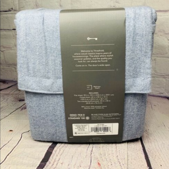 Threshold Bedding Nwt Threshold Flannel Sheet Set In Blue Poshmark